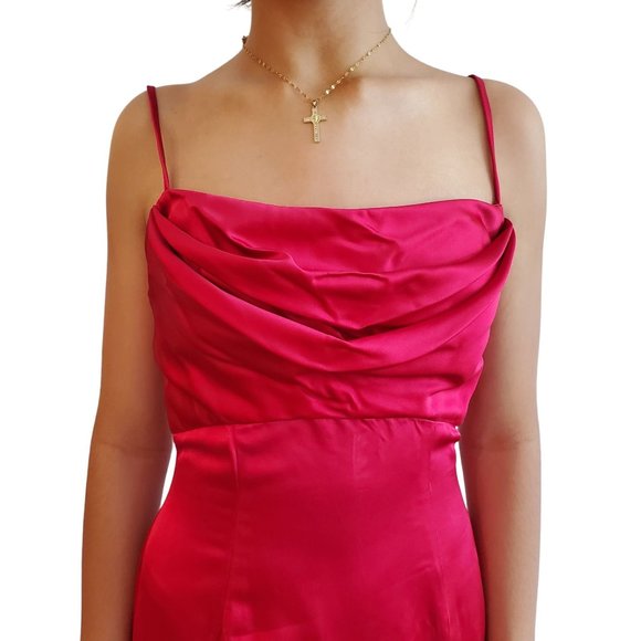NWT Vintage Watters and Watters Red Satin Formal Maxi Dress Size 2 - Picture 3 of 13